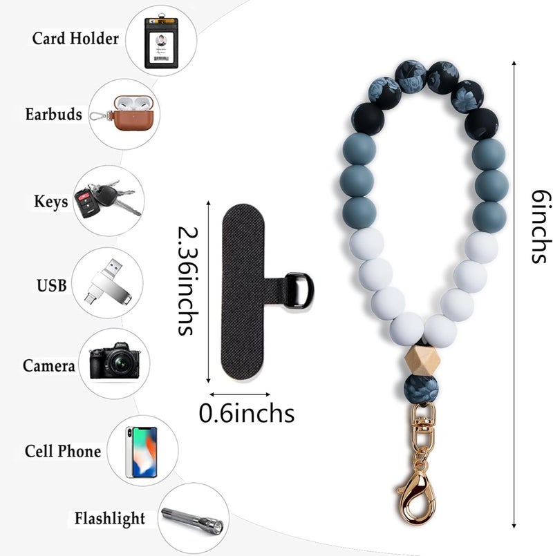 Lostars Store Silicone Beaded Phone Wrist Strap,phone bracelet strap with Tether Tab,Elastic Hands-Free wristlet strap (Black) - Image 2